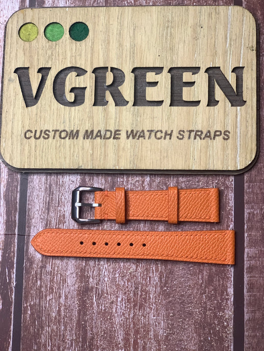 Epsom Leather Watch Strap - Orange For Longines Heritage Sector Dial.