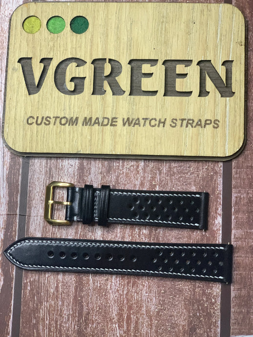 Shell Cordovan Leather Watch Strap - Black For Rolex Sea Dweller Ref 126603