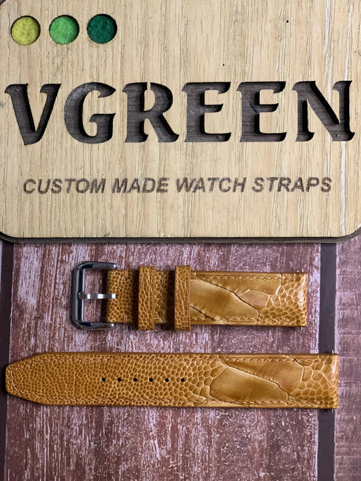 Ostrich Leg Leather Watch Strap - Light Brown For Citizen Eco Drive weekender chronograph