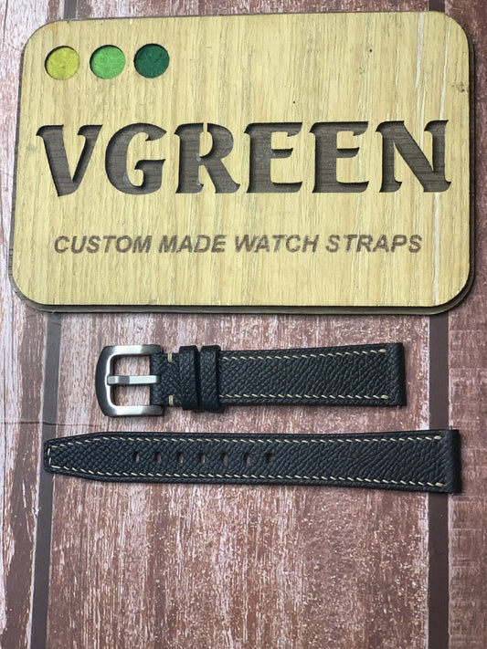 Epsom Leather Watch Strap - Black For Rolex oyster date 6694