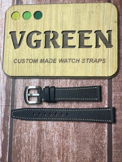 Epsom Leather Watch Strap - Black For Rolex oyster date 6694