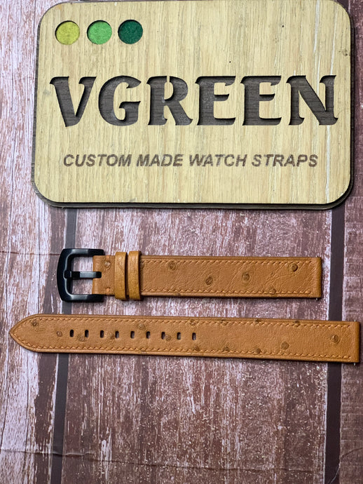 Ostrich Leather Watch Strap - Brown For Seiko quartz