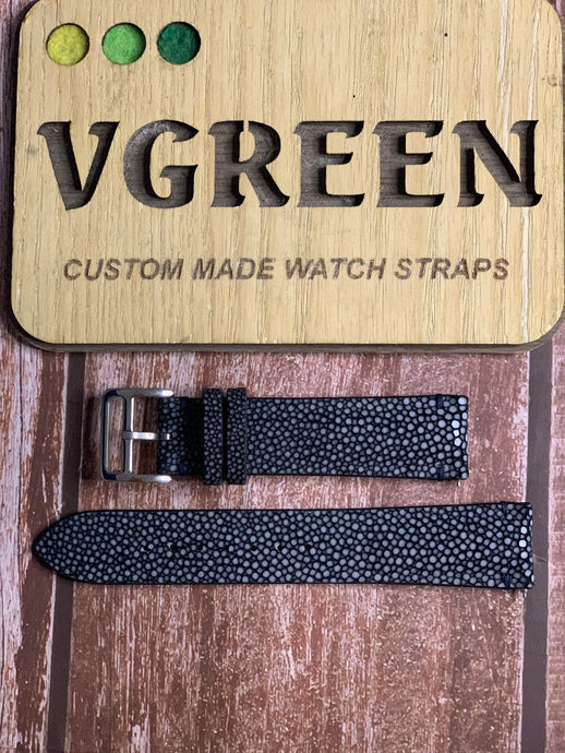 Stingray Leather Watch Strap - Black For Grand seiko sgla019
