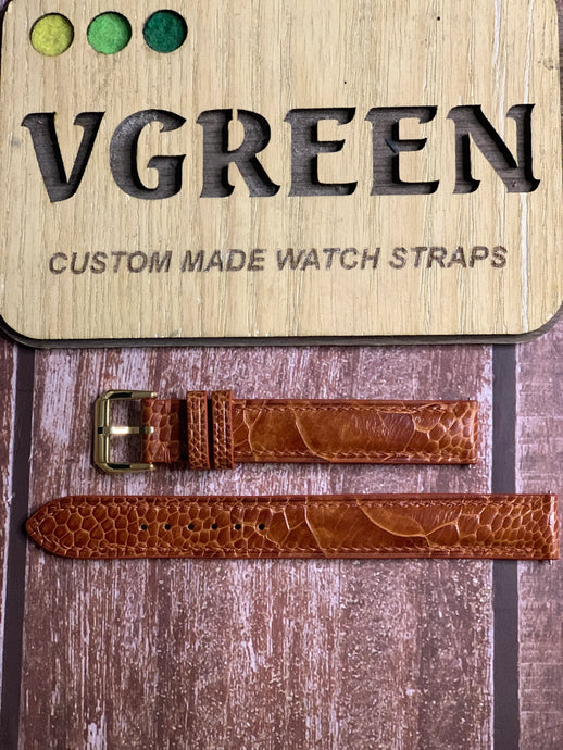 Ostrich Leg Leather Watch Strap - Rooibos Tea