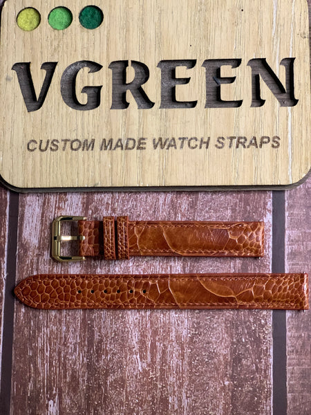 Ostrich Leg Leather Watch Strap - Rooibos Tea