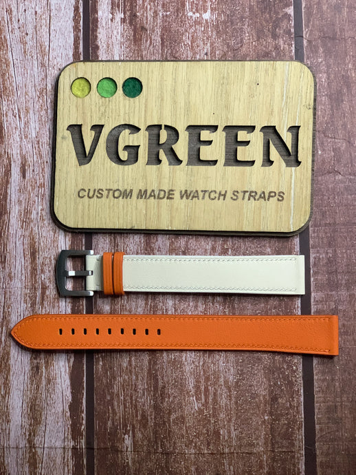 Swift Leather Watch Strap - Orange/White For Sekonda smart watch
