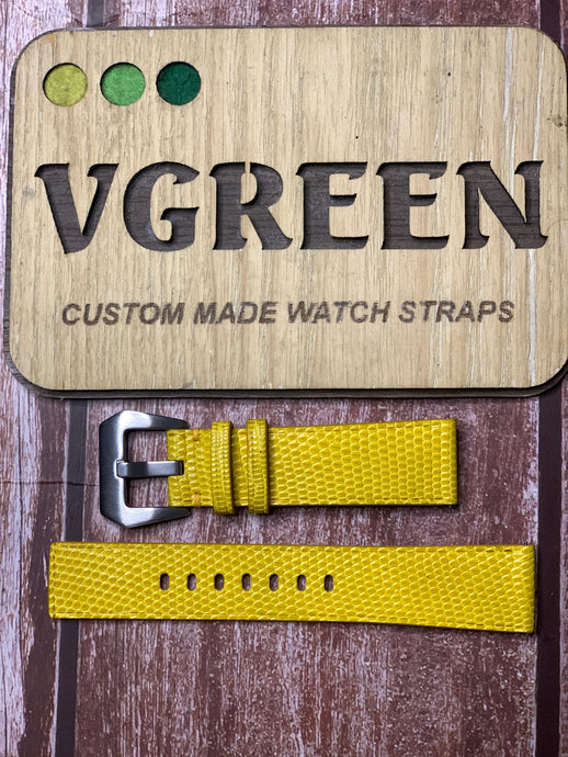 Lizard Leather Watch Strap - Yellow For yellow dialled diving watch