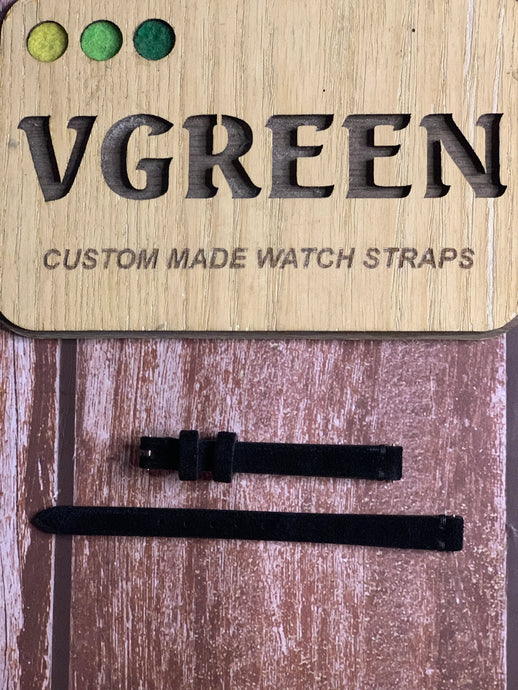 Suede Leather Watch Strap - Black For 1950s Omega watch