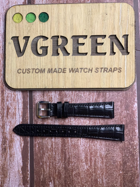 Crocodile Leather Watch Strap - Black For vintage 1961 Omega Constellation