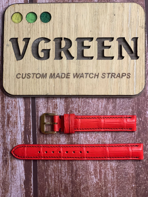 Crocodile Leather Watch Strap - Red