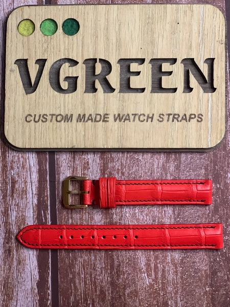 Crocodile Leather Watch Strap - Red