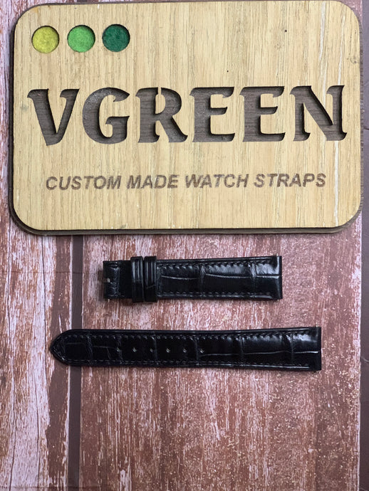 Crocodile Leather Watch Strap - Black For Baume & Mercier Classima MV045077