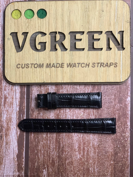 Crocodile Leather Watch Strap - Black For Baume & Mercier Classima MV045077