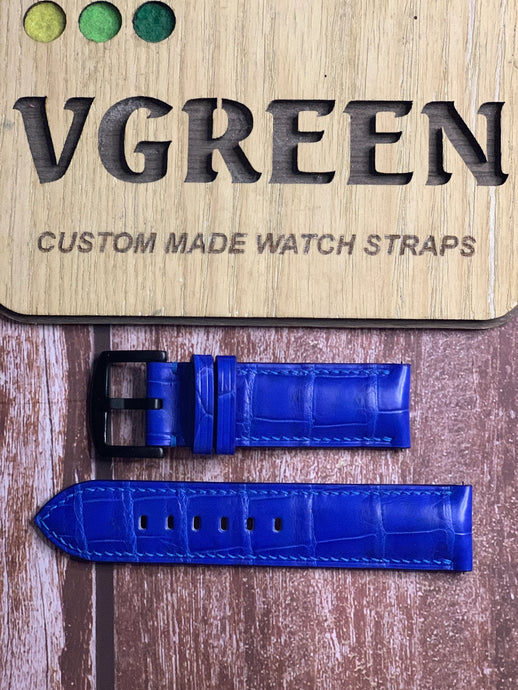 Crocodile Leather Watch Strap - Blue