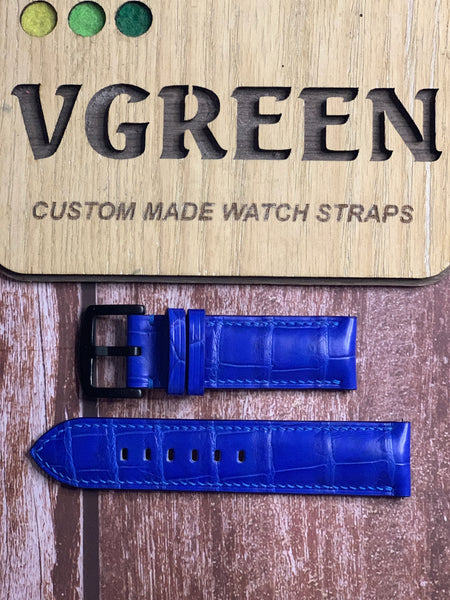 Crocodile Leather Watch Strap - Blue