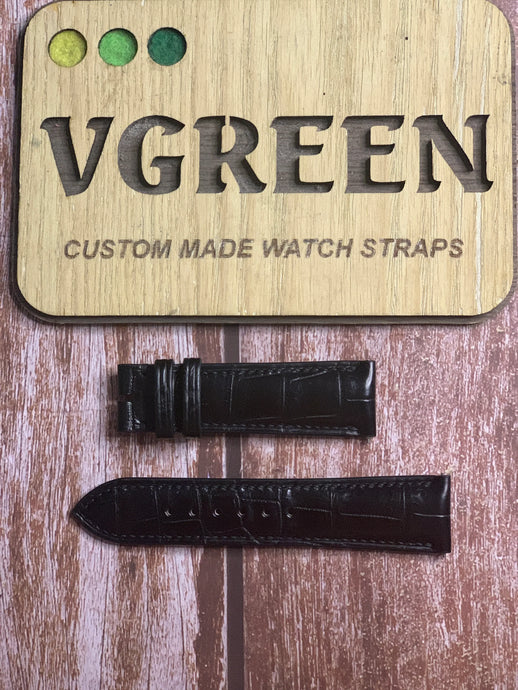 Crocodile Leather Watch Strap - Black