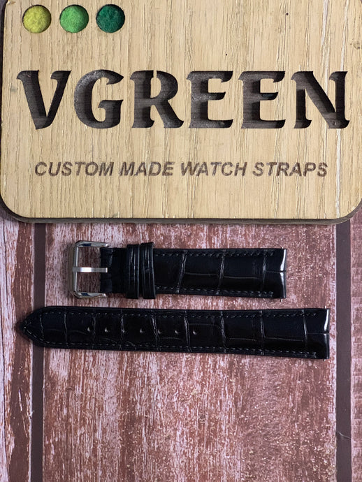 Crocodile Leather Watch Strap - Black For 36mm Rolex Datejust