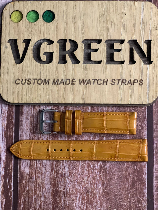 Crocodile Leather Watch Strap - Light Brown For 36mm Rolex Datejust