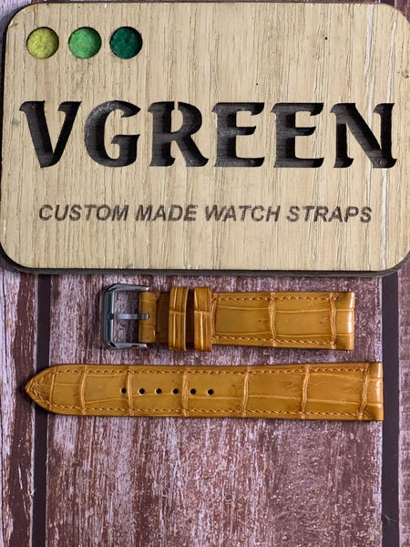 Crocodile Leather Watch Strap - Light Brown For 36mm Rolex Datejust