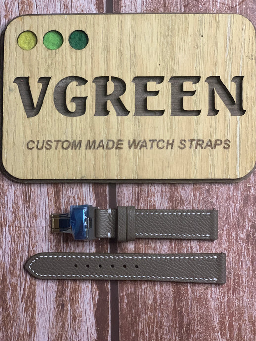 Epsom Leather Watch Strap - Gray For Tudor Glamor date 31mm