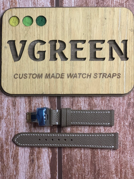 Epsom Leather Watch Strap - Gray For Tudor Glamor date 31mm