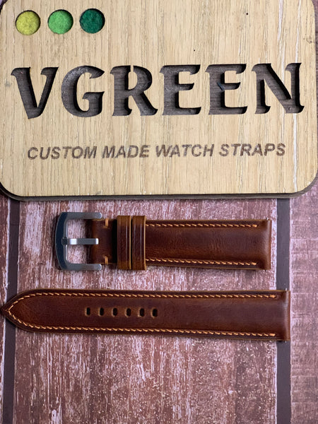 Badalassi Wax Leather Watch Strap - Cognac  For Oris Big Crown ProPilot GMT Small Seconds 45mm