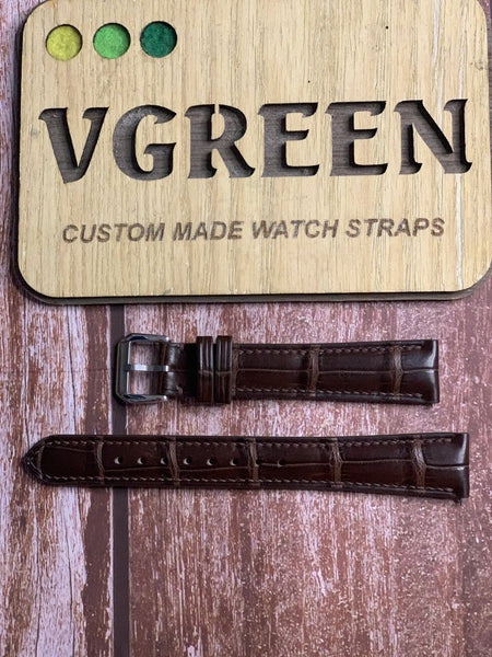 Crocodile Leather Watch Strap - Brown For longines heritage military marine nationale