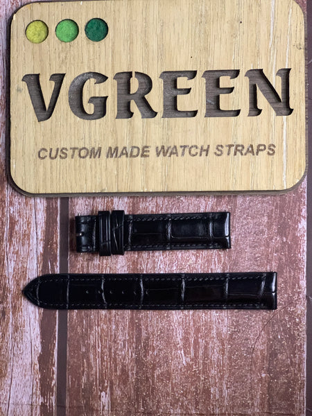 Crocodile Leather Watch Strap - Black For Cartier Tank Américaine XL