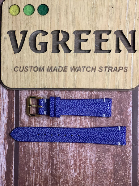 Stingray Leather Watch Strap - Blue For Grand Seiko SBGM221