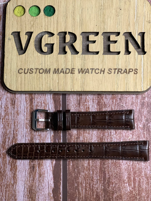 Crocodile Leather Watch Strap - Brown For longines heritage military marine nationale