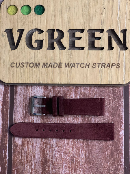 Suede Leather Watch Strap - Maroon For Oris