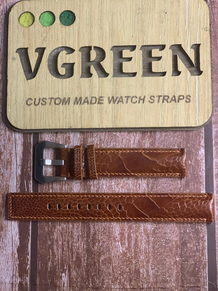 Ostrich Leg Leather Watch Strap - Rooibos Tea For Omega aqua terra 41mm
