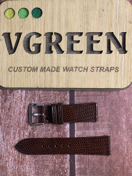 Lizard Leather Watch Strap - Dark Brown