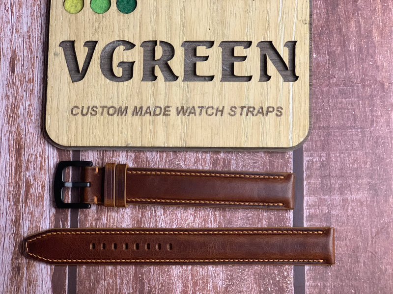 Badalassi Wax Leather Watch Strap - Cognac
