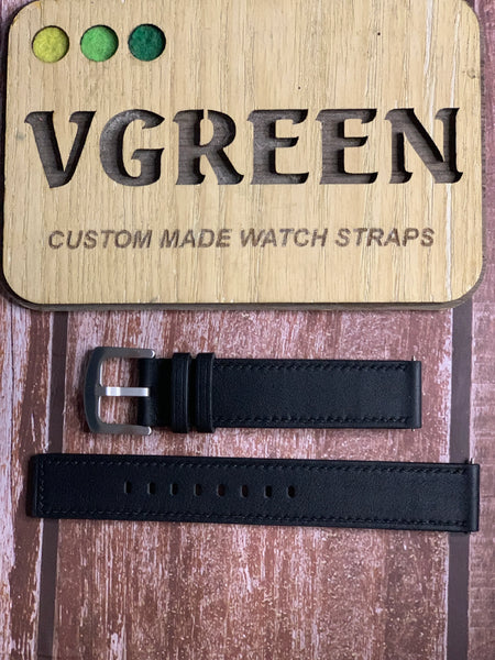 Swift Leather Watch Strap - Black For Mudita Element 39mm X 7.85mm