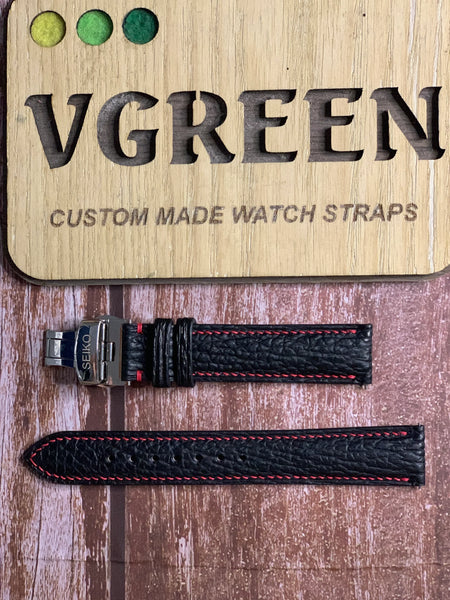 Shark Skin Watch Strap - Black For Vintage Seiko Speedtimer "UFO"