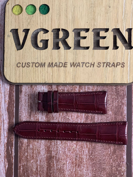Crocodile Leather Watch Strap - Burgundy For Panerai Radiomir