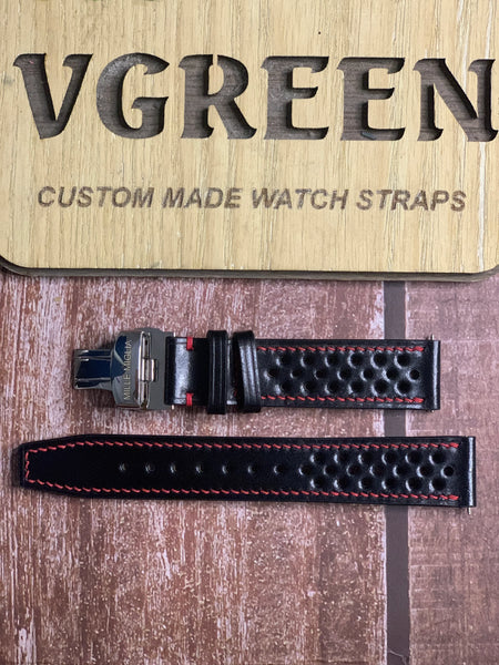 Shell Cordovan Leather Watch Strap - Black