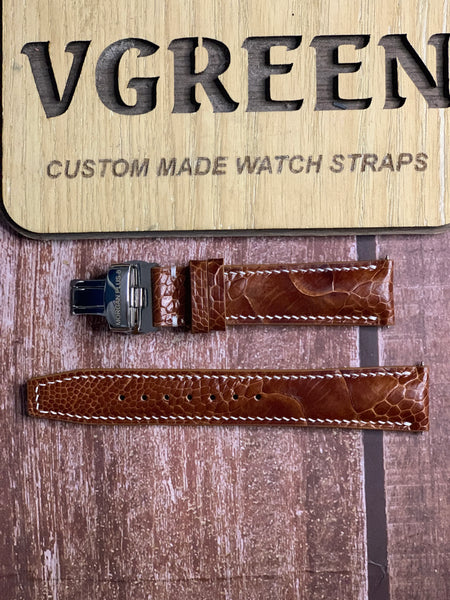 Ostrich Leg Leather Watch Strap - Rooibos Tea
