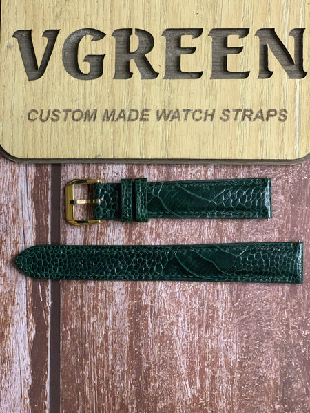 Ostrich Leg Leather Watch Strap - Green
