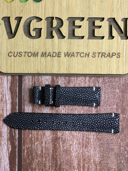 Stingray Leather Watch Strap - Black