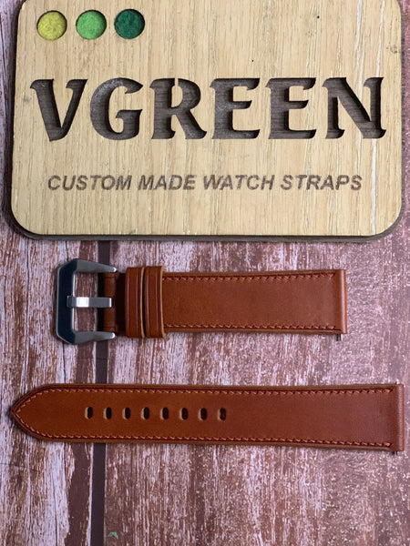 Buttero Leather Watch Strap - Brown For Panerai Luminor Marina 44mm