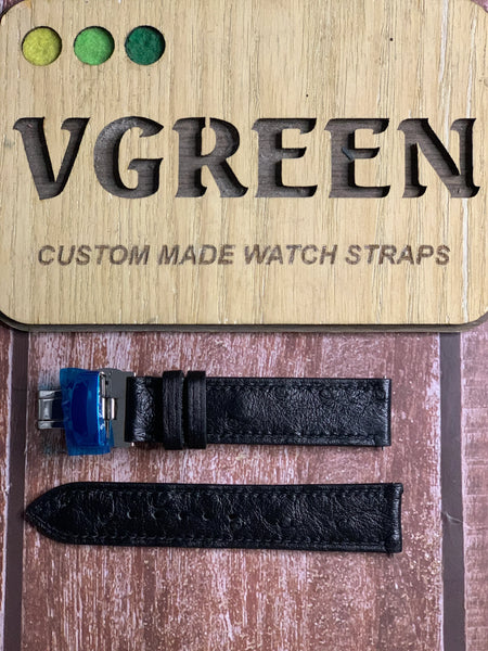 Ostrich Leather Watch Strap - Black