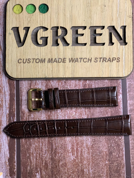 Crocodile Leather Watch Strap - Brown For Seiko SWR064P1