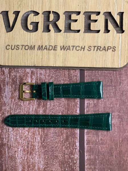 Crocodile Leather Watch Strap - Green For a Patek Philippe Gondolo Ref: 5009