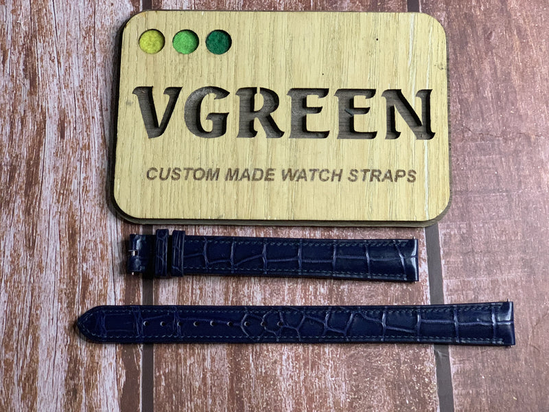 Crocodile Leather Watch Strap - Dark Blue For 26mm square Longines