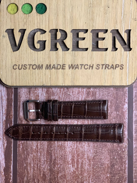 Crocodile Leather Watch Strap - Brown For Hamilton Murph 38mm