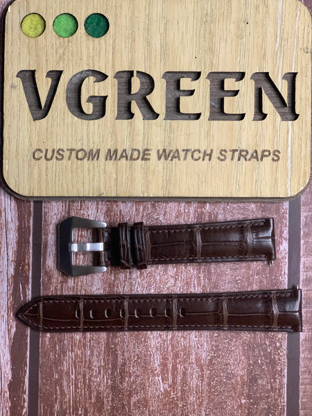 Crocodile Leather Watch Strap - Brown For Nautica watch