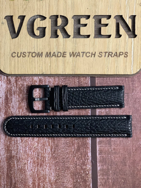 Shark Skin Watch Strap - Black For Breitlimg Avenger Blackbird