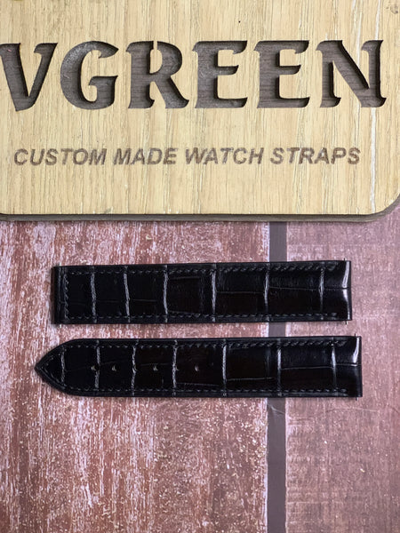 Crocodile Leather Watch Strap - Black For Speedmaster